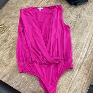 BNWT Hot Pink White Birch Plunging Low V Body Suite